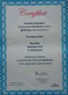 Certyfikat od Fuji Electric dla Waso Klim