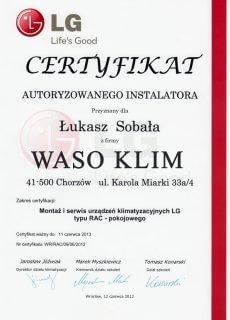 Certyfikat Autoryzowanego instalatora